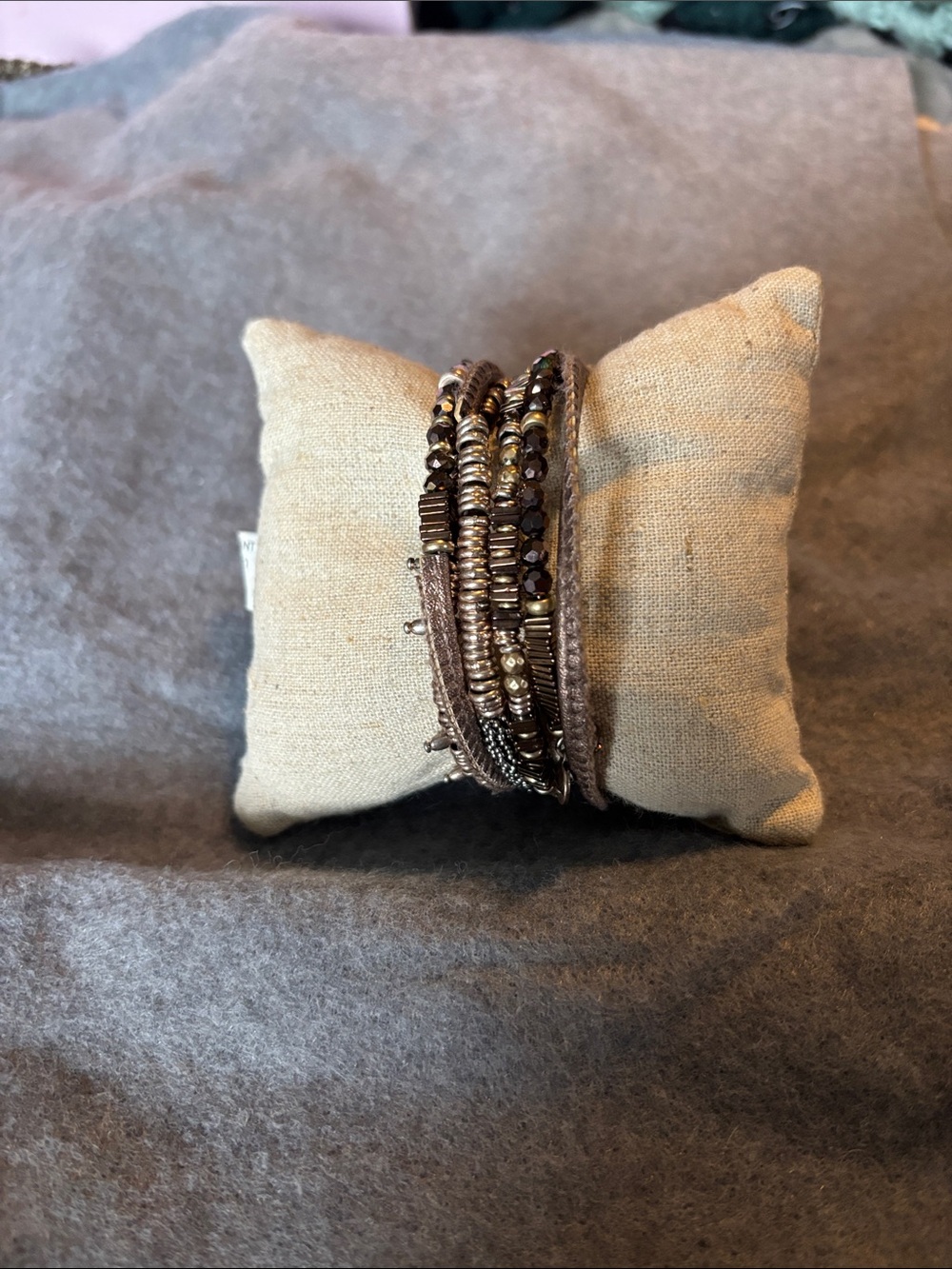 Stella & Dot Brown and Gold Multi-Strand Wrap Bracelet